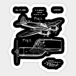 Vintage Airplane WWII Blueprint Patent Aviation History Airplane World War II Sticker